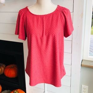 Women’s Large Pink Polka Dot Blouse/ Short Sleeves Top Professional Cute Dressy